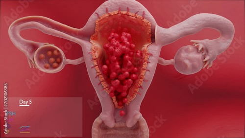 Menstrual cycle hormones and changes, animation photo