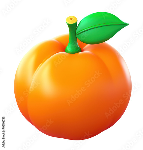 Mandarin 3d illustration. Orange 3d icon. Minimalistic cartoon style. Fruit with leaf. 3d rendered art