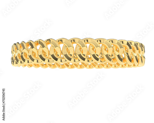 Gold bracelet isolated on background. 3d rendering - illustration