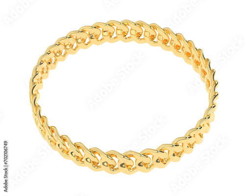 Gold bracelet isolated on background. 3d rendering - illustration