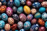 Seamless Easter Pattern of Colorful Painted Easter Eggs