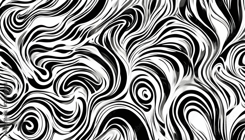Wavy and Swirled Brush Strokes Vector Seamless Pattern - Bold Curved Lines and Squiggles Ornament Wavy and Swirled Brush Strokes Vector Seamless Pattern - Bold Curved Lines and Squiggles Ornament