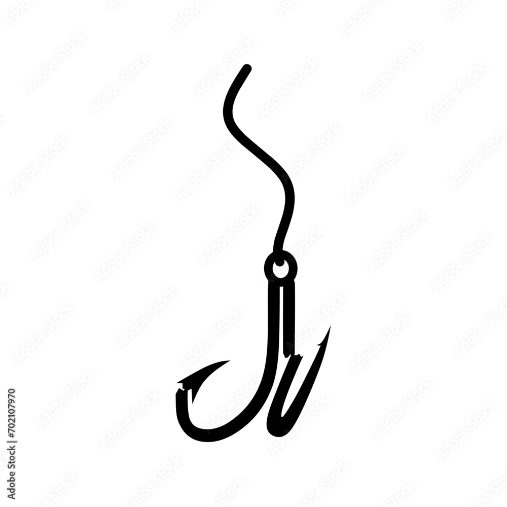 Broken fishing hook vector silhouette on white background. A simple fish trap that is no longer suitable for use. Broken fishing hook vector silhouette on white background. A simple fish trap that is no longer suitable for use.