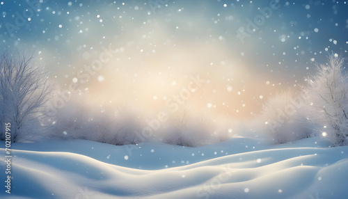 Stunning Ultrawide Background Image of Light Snowfall Falling over Snowdrifts © PhotoPhreak