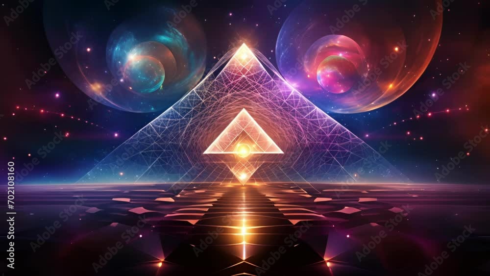 Witness a visual feast of hypnotic visuals, merging sacred geometry and surreal imagery for an otherworldly experience.