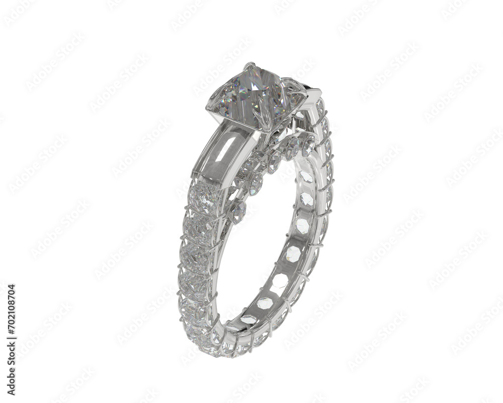 Obraz premium Diamond ring isolated on background. 3d rendering - illustration