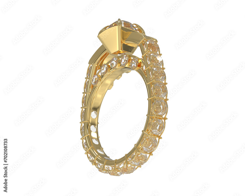 Diamond ring isolated on background. 3d rendering - illustration