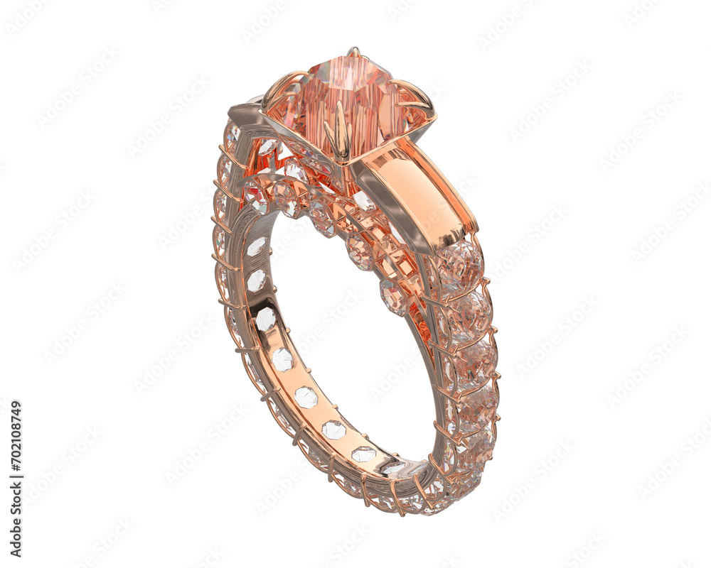 Diamond ring isolated on background. 3d rendering - illustration