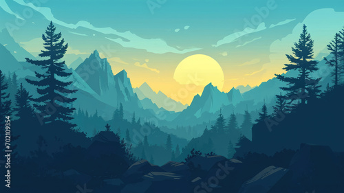beautiful mountains illustration wallpaper