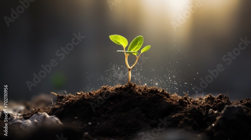 Young sprout emerging from the soil