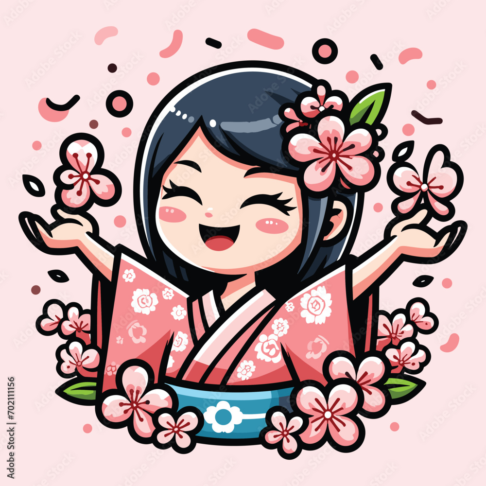 Free vector cute girl character celebrate Cherry Blossom Day 2024 cartoon flat isolated illustration Free vector cute girl character celebrate Cherry Blossom Day 2024 cartoon flat isolated illustration