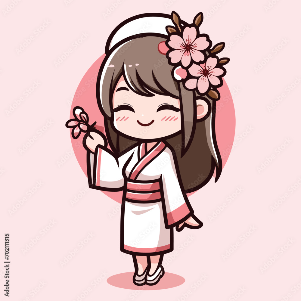 Free vector cute girl character celebrate Cherry Blossom Day 2024 cartoon flat isolated illustration Free vector cute girl character celebrate Cherry Blossom Day 2024 cartoon flat isolated illustration