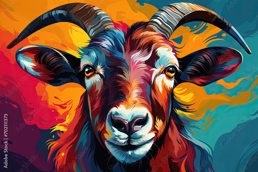 Bright and Colorful A Fauvism Style of a Goat, Generative Ai