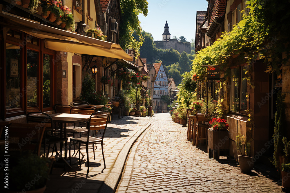 Fototapeta premium Generative AI - An old traditional street in rural Germany