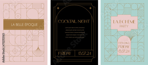 Art Deco frames minimalist collection. Elegant luxury borders and frames, vector templates design