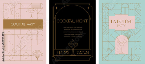 Art Deco frames minimalist collection. Elegant luxury borders and frames, vector templates design