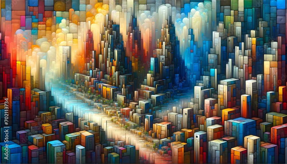 Cityscape abstract oil painting for wall decor Cityscape abstract oil painting for wall decor