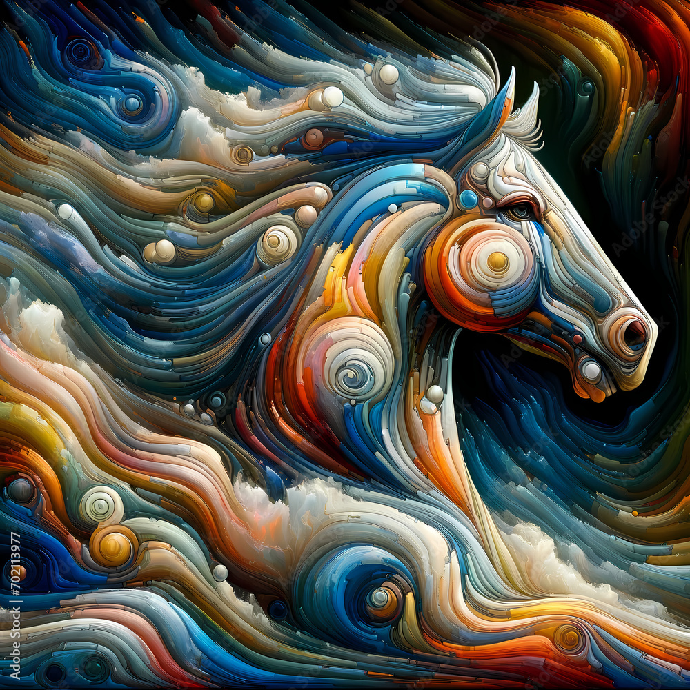 Abstract oil painting series of a horse, amplifying the artistic synergy between impressionism and modern surrealism for wall decor Abstract oil painting series of a horse, amplifying the artistic synergy between impressionism and modern surrealism for wall decor