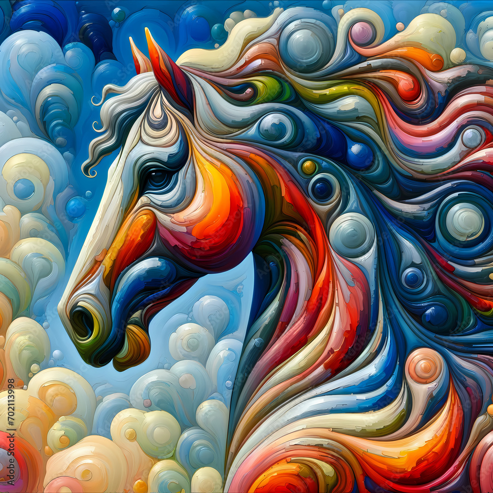 Horse abstract background with waves for wall decor Horse abstract background with waves for wall decor