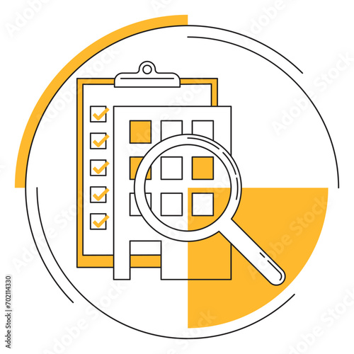 Construction control of quality, icon in thin line