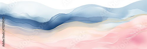 Watercolor art background vector. Wallpaper design with paint brush and gold line art. Earth tone blue, pink, ivory, beige watercolor Illustration for prints, wall art, cover and invitation cards.