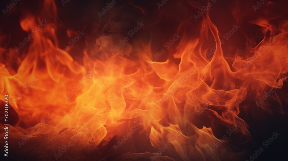 Fire flames on a black background. Abstract fire texture for design. Generative AI
