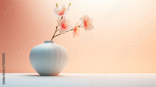 Cherry blossom in vase. Realistic vector illustration. Generative AI