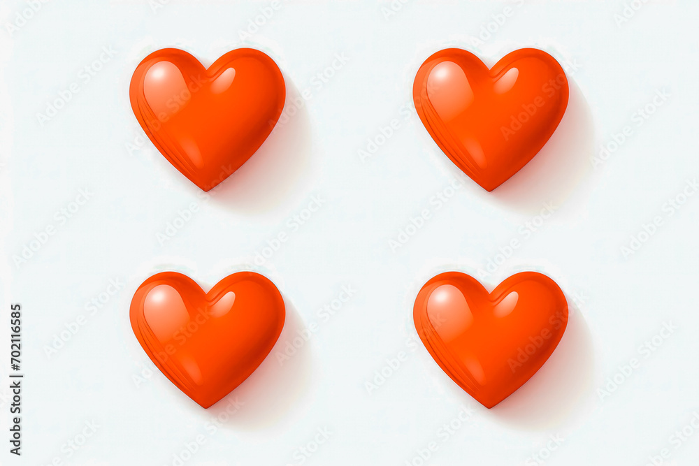Red heart icons set of 4, on white background. Love and valentines day concept. Red heart icons set of 4, on white background. Love and valentines day concept.