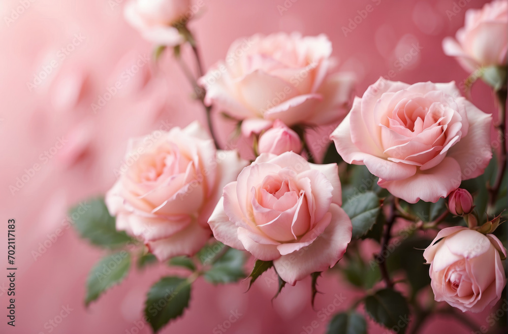 pink roses with soft pink background for valentine's day design copy space pink roses with soft pink background for valentine's day design copy space