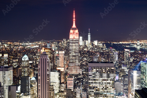 New York City midtown skyline, Empire State Building at night