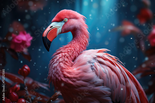 Pink flamingo on a colourful background © Sunshine