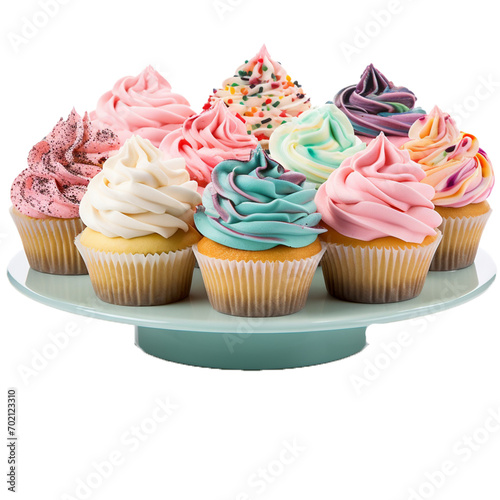 Big colorful cupcakes isolated on transparent background