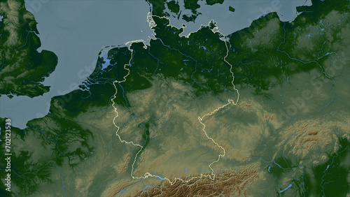 Germany outlined. Physical elevation map photo
