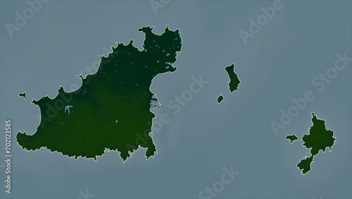 Fototapeta Naklejka Na Ścianę i Meble -  Guernsey outlined. Physical elevation map