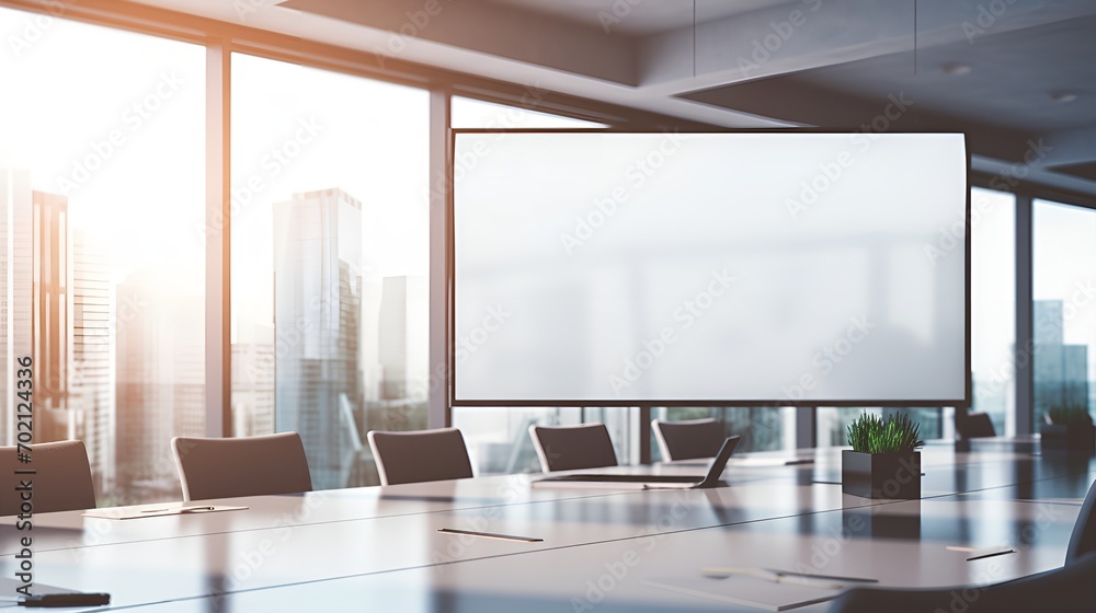 Fototapeta premium Corporate presentation in an empty blurry space , Corporate presentation, empty blurry space