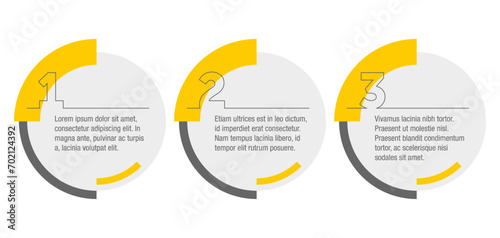 Horizontal infographic template with 3 steps