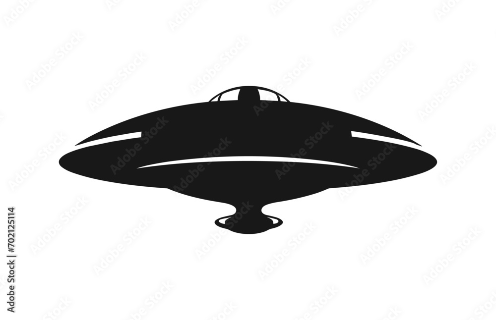 A Space UFO black Silhouette vector
