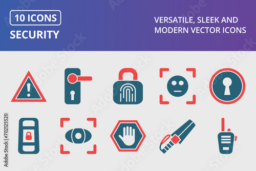 Security Glyph Two Color Icons Set