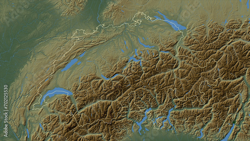 Switzerland outlined. Physical elevation map