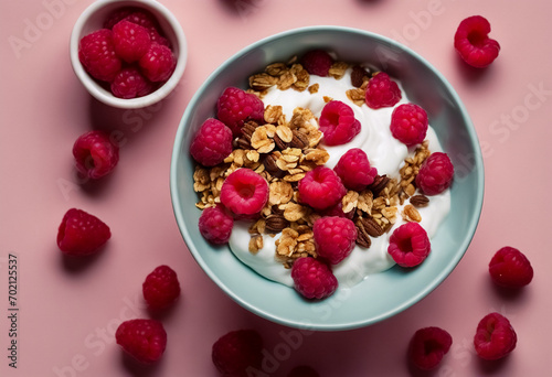 Armonia Nutrizionale- Bowl con Yogurt Greco, Lamponi Freschi e Granola Croccante