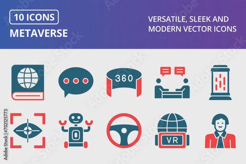 Metaverse Glyph Two Color Icons Set