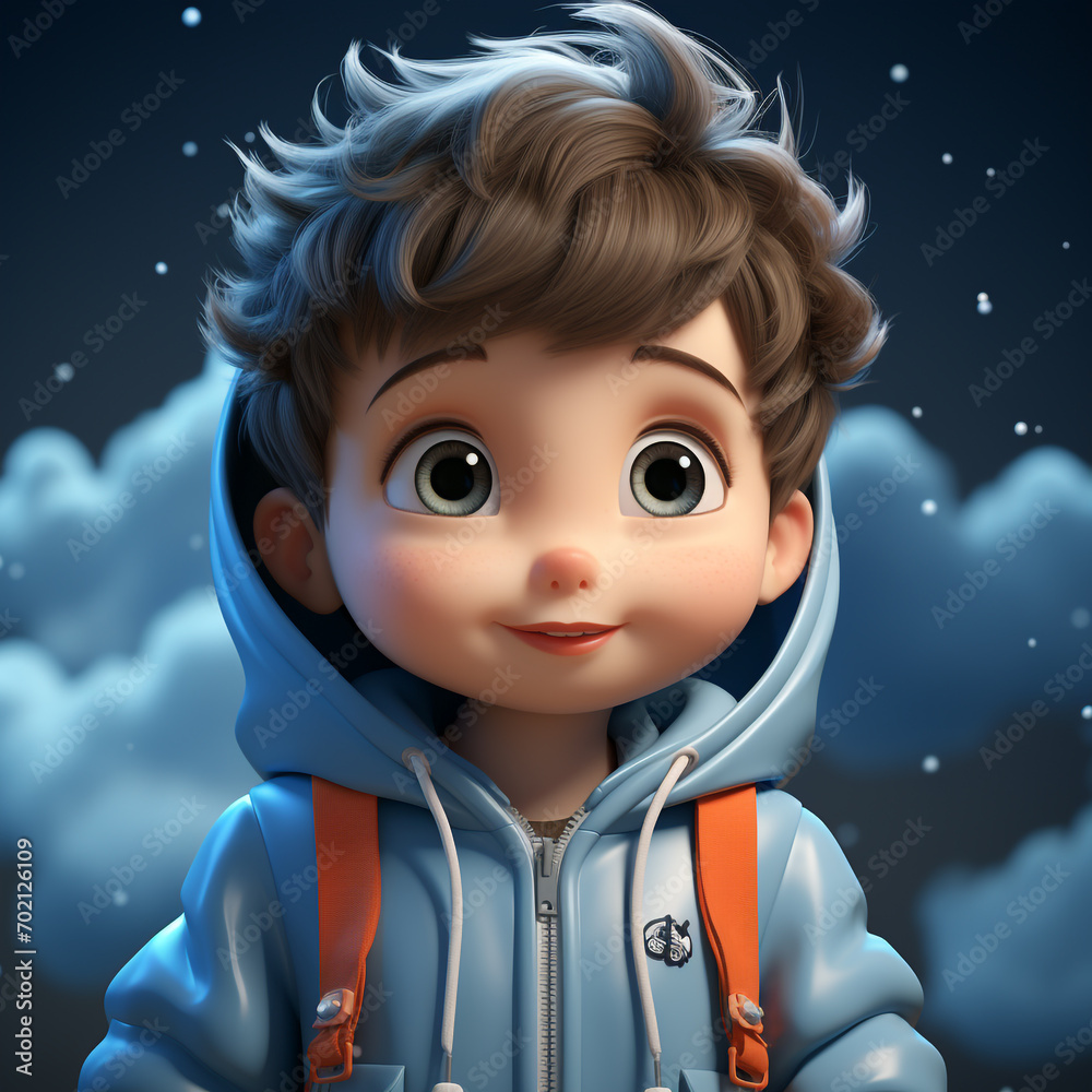 3D cartoon cute boy wearing a jacket 3D cartoon cute boy wearing a jacket