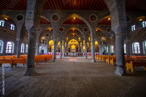 he Surp Giragos Armenian Church or St. Kyriakos Church is in the Sur district of Diyarbakır in southeastern Turkey. photo