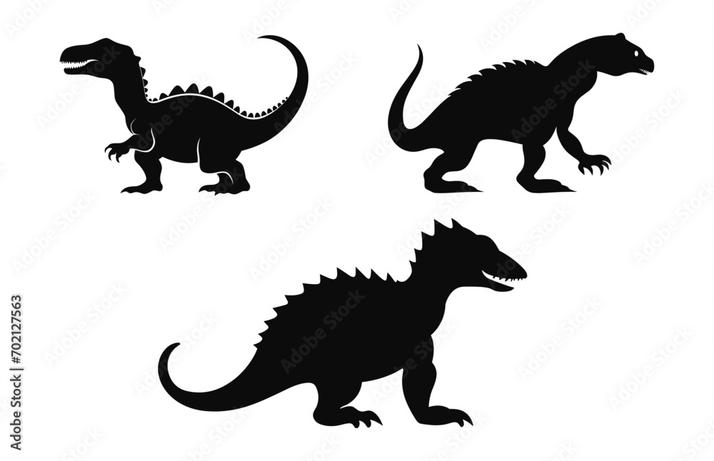 Dinosaurs Silhouette vector Set, Dinosaur Silhouettes clipart bundle