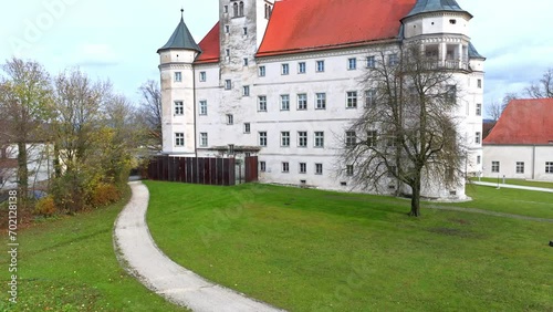 Schloss Hartheim Or Hartheim Castle In Alkoven, Upper Austria - Drone Shot photo