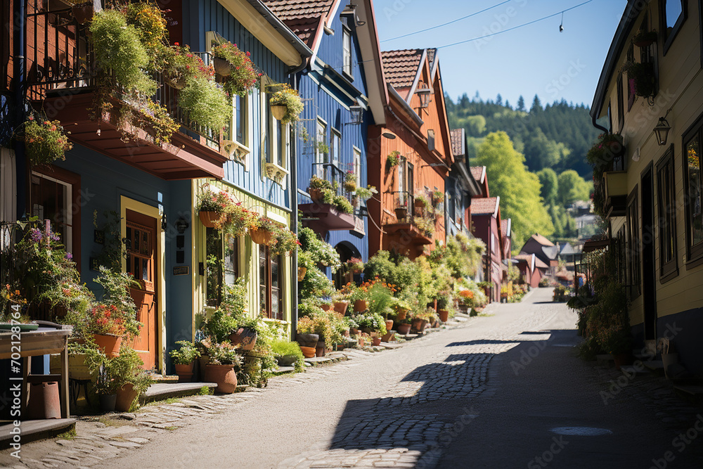 Generative AI - A street in a small town in Norway