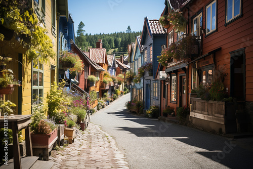 Generative AI - A street in a small town in Norway