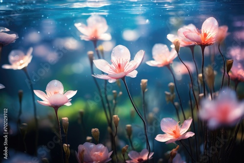 Underwater Blossoms: Macro shot of underwater flowers.