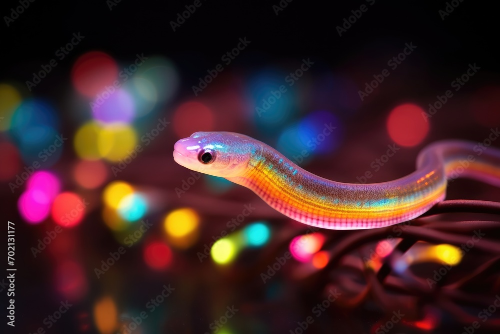 Fototapeta premium Ribbon Eel Rainbow: Macro shot of a ribbon eel.