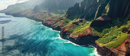 Kauai's Napali Coast: Where Majestic Cliffs And The Turquoise Ocean Collide photo